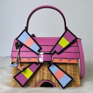 NWT Kate Spade Tee Time Wicker 3D Windmill Top-handle Bag